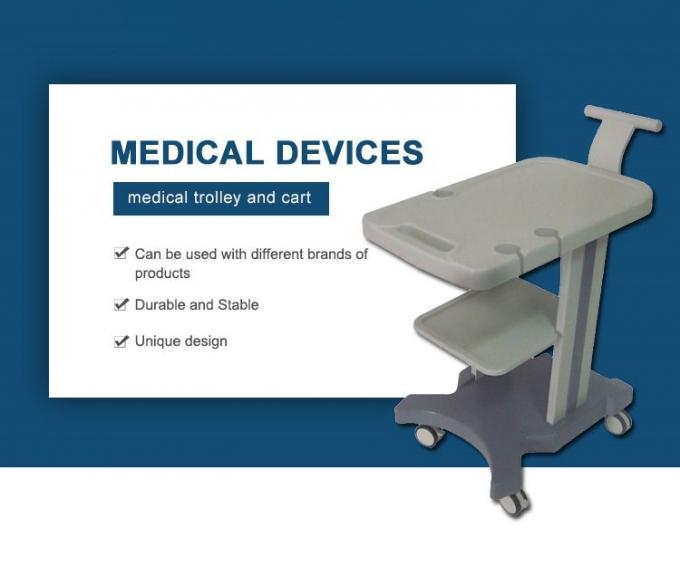 Gray ABS Medical Ultrasound Scanner Trolley with dimensions 45cm × 70cm × 74cm